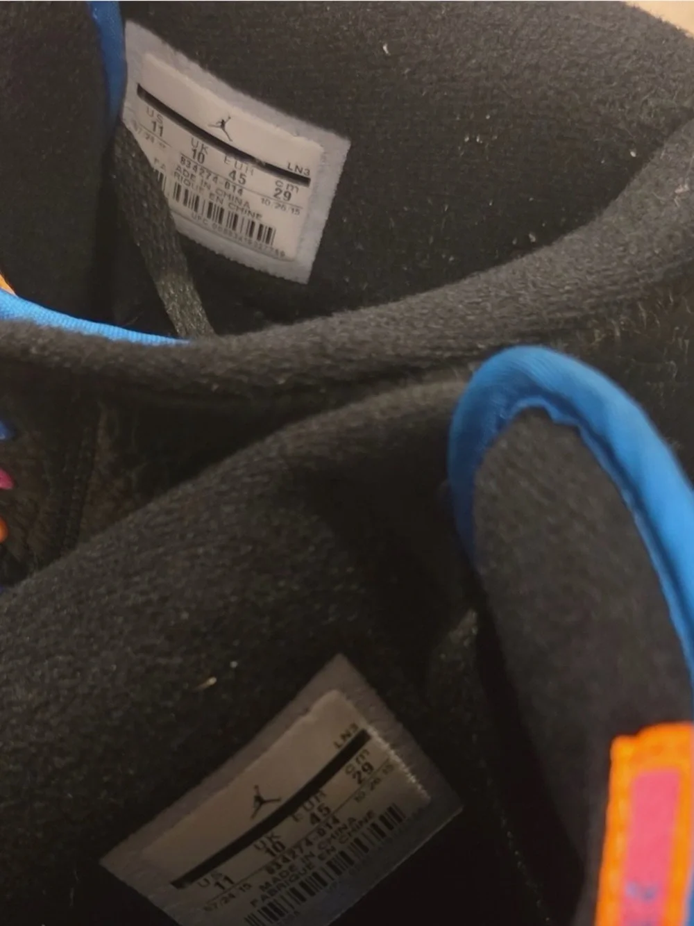Jordan Black and Blue High-Top Sneakers
